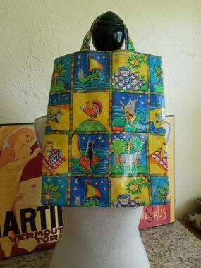 Vintage Coated Cotton Shopping Tote Bag - Owl and Pussycat